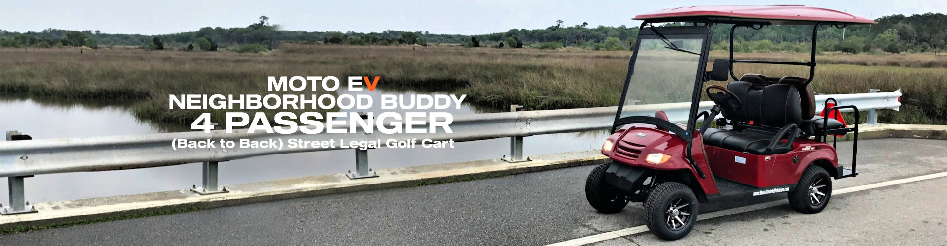 MotoEV Electro Neighborhood Buddy 4 Passenger (Back to Back) Street Legal Golf Carts