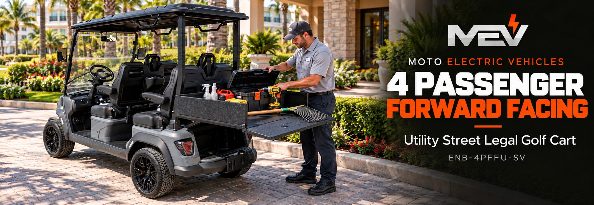 MotoEV 4 Passenger Forward Facing Utility Street Legal Golf Cart