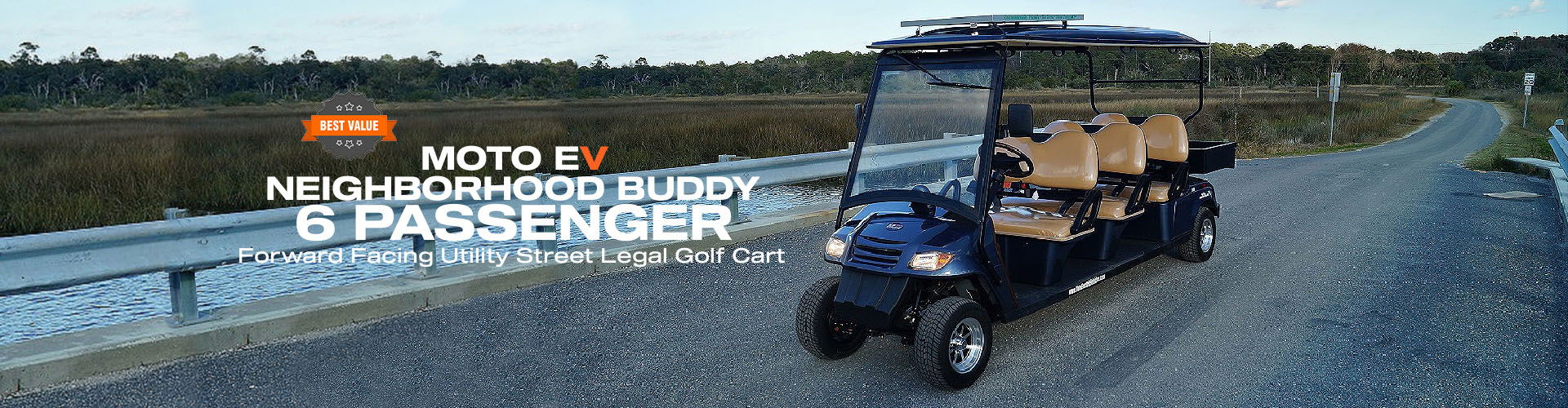 MotoEV Electro Neighborhood Buddy 6 Passenger Forward Facing Utility Street Legal Golf Cart