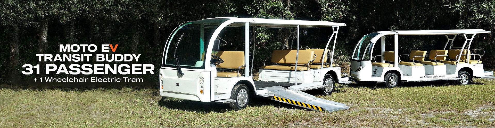 MotoEV Electro Transit Buddy 31 Passenger + 1 Wheelchair Electric Tram