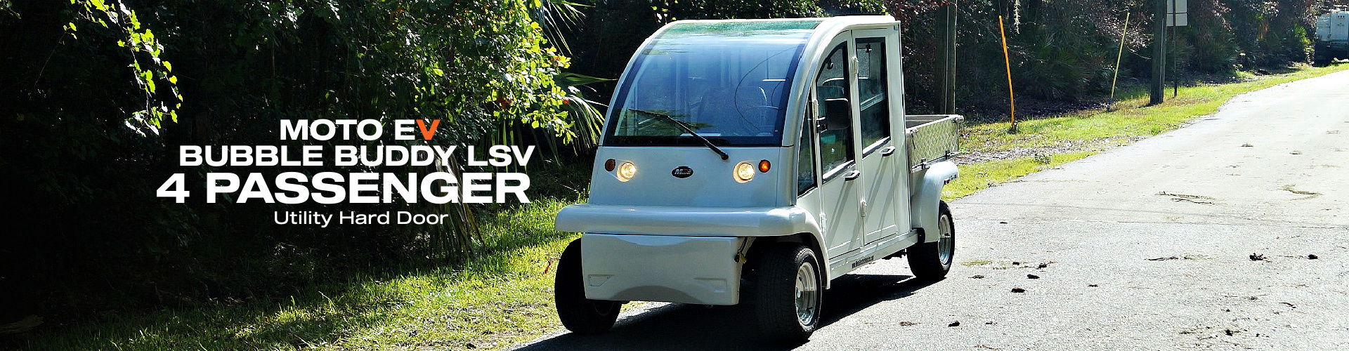 MotoEV Electro Bubble Buddy LSV 4 Passenger Utility Hard Door