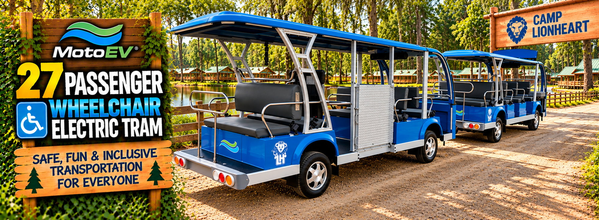 MotoEV Electro Transit Buddy 27 Passenger Wheelchair Tram