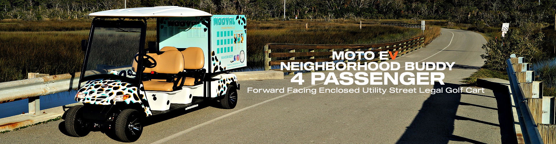 MotoEV Electro Neighborhood Buddy 4 Passenger Forward Facing Enclosed Utility Street Legal Golf Cart