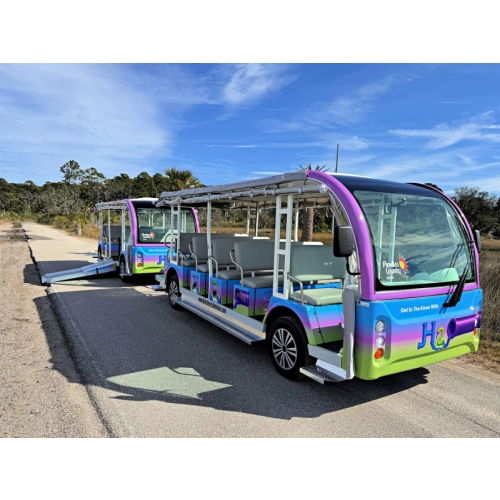 Vinyl Wrap on MotoEV's 40 Passenger + 1 Wheelchair Electric Shuttle
