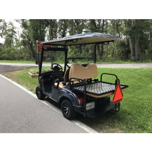 MotoEV Electro Neighborhood Buddy 4 Passenger (Back to Back) Street Legal Golf Cart back-left angle dark grey