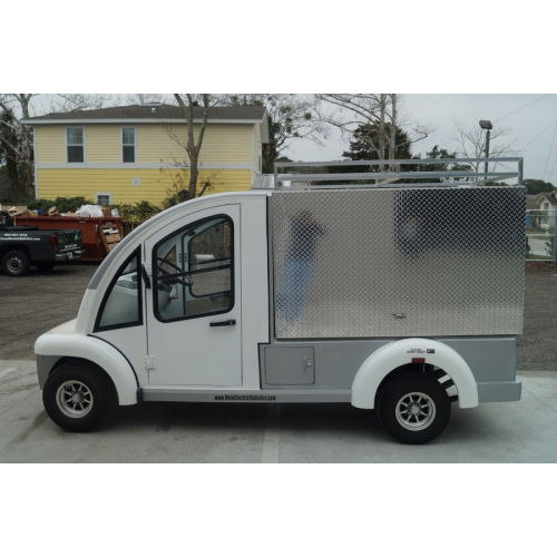 MotoEV Electro Bubble Buddy LSV 2 Passenger Enclosed Utility Deluxe Hard Door left side doors closed