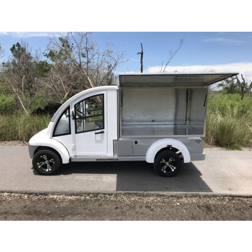 MotoEV Electro Bubble Buddy LSV 2 Passenger Enclosed Utility Deluxe Hard Door white left side open