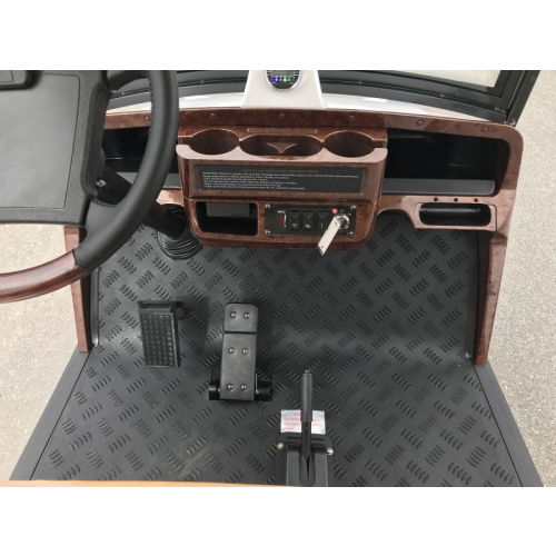 MotoEV Electro Neighborhood Buddy 2 Passenger Utility Street Legal Golf Cart dashboard and pedals