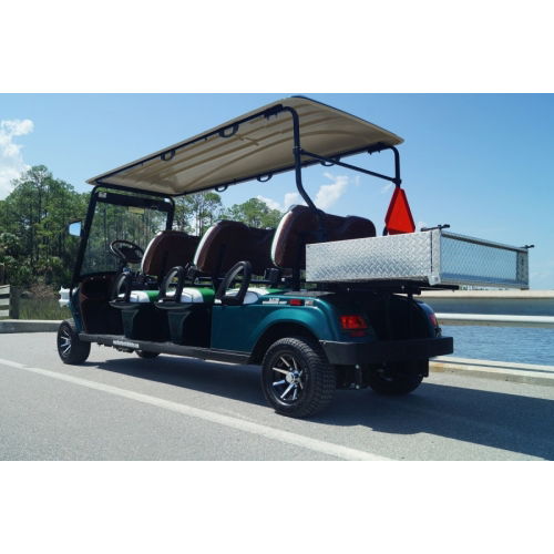 MotoEV Electro Neighborhood Buddy 6 Passenger Forward Facing Utility Street Legal Golf Cart red back closed