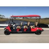 MotoEV Electro Neighborhood Buddy 6 Passenger Forward Facing Utility Street Legal Golf Cart left side red