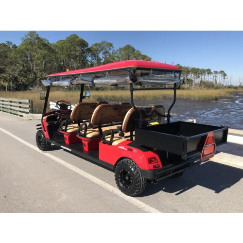 MotoEV Electro Neighborhood Buddy 6 Passenger Forward Facing Utility Street Legal Golf Cart red back closed