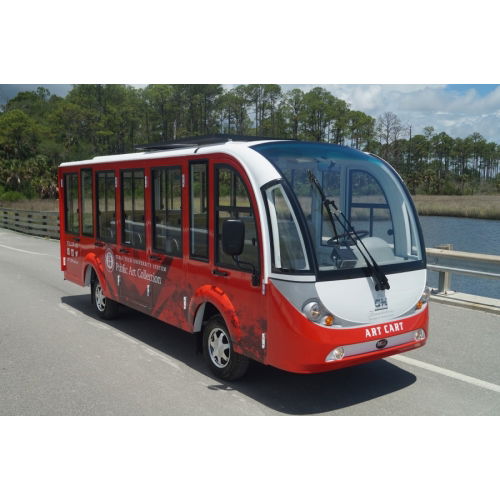 MotoEV Electro Transit Buddy 15 Passenger XE Hard Door Shuttle customized red