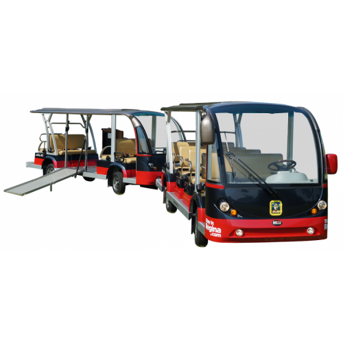 MotoEV Electro Transit Buddy 27 Passenger ADA Tram front 3