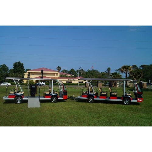 MotoEV Electro Transit Buddy 27 Passenger ADA Tram outside right angle