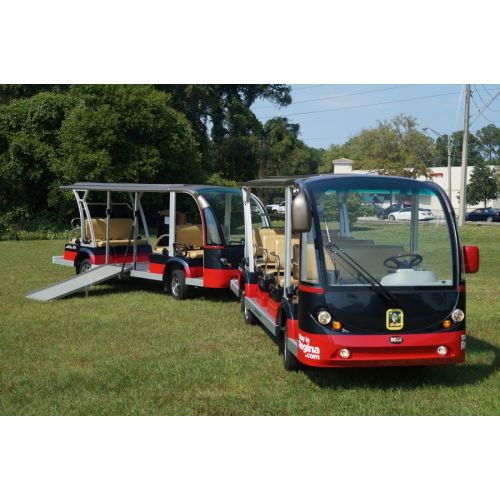 MotoEV Electro Transit Buddy 27 Passenger ADA Tram front 2