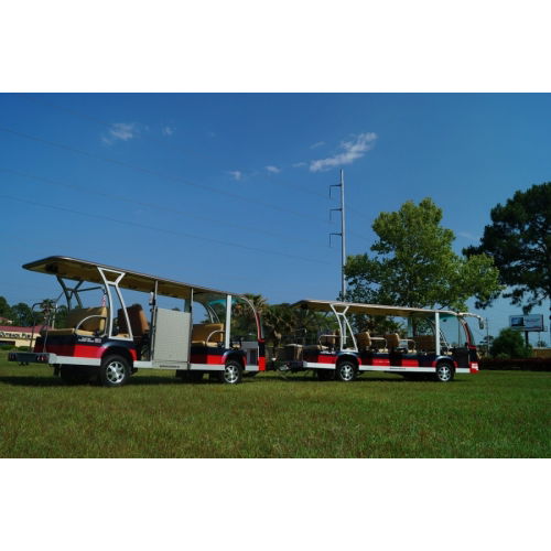 MotoEV Electro Transit Buddy 27 Passenger ADA Tram left angle