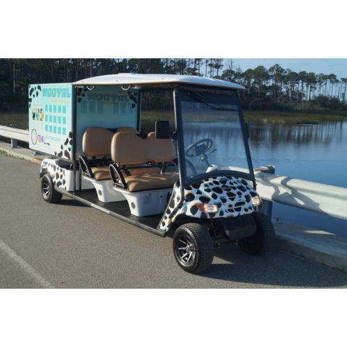 MotoEV Electro Neighborhood Buddy 4 Passenger Shuttle front outside